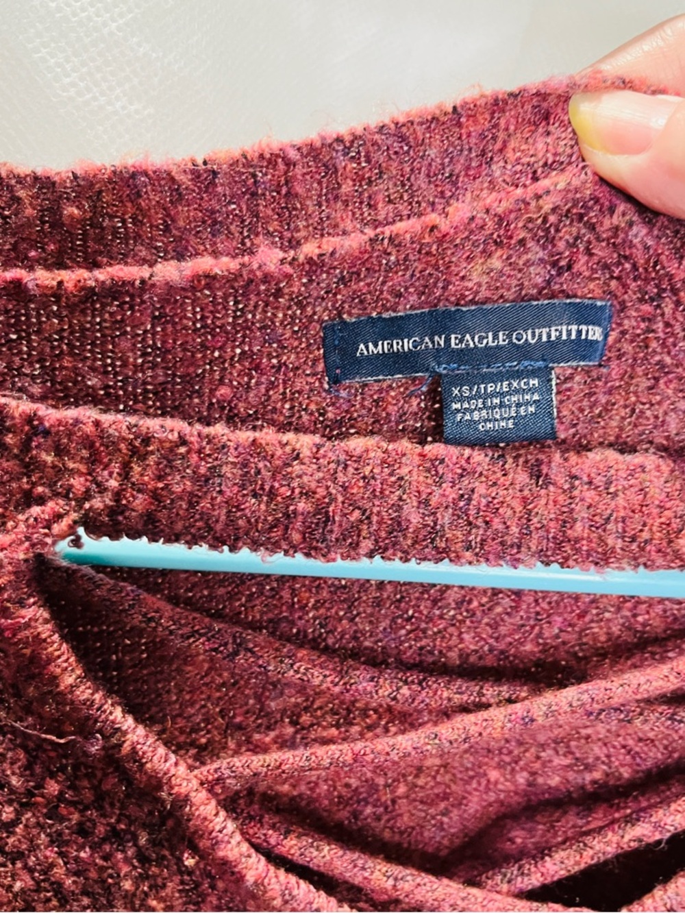 American Eagle Outfitters Berry Pink Crisscross Neck Sweater - Picture 5 of 8